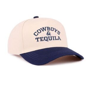 COWBOYS & TEQUILA Two-Tone Cotton Cap Light Navy O/S NEW